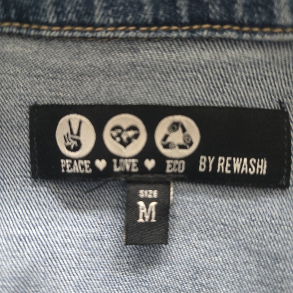 Eco Peace Love Button Denim Mini Dress - Picture 13 of 13